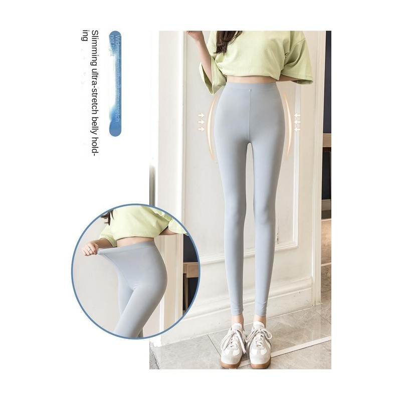 Quần Legging Lụa Bóng Lưng Cao Ôm Dáng Thời Trang Mùa Hè Cho Nữ