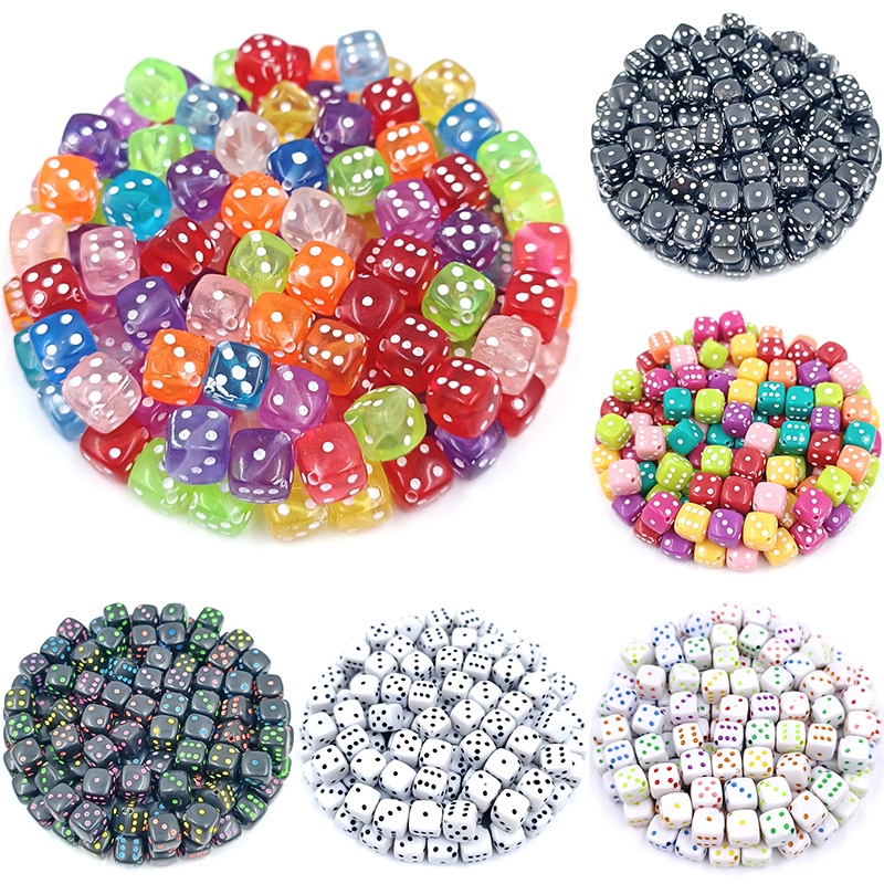 20 Hạt Xúc Xắc Hình Vuông Nhiều Màu Sắc Dùng Làm Trang Sức