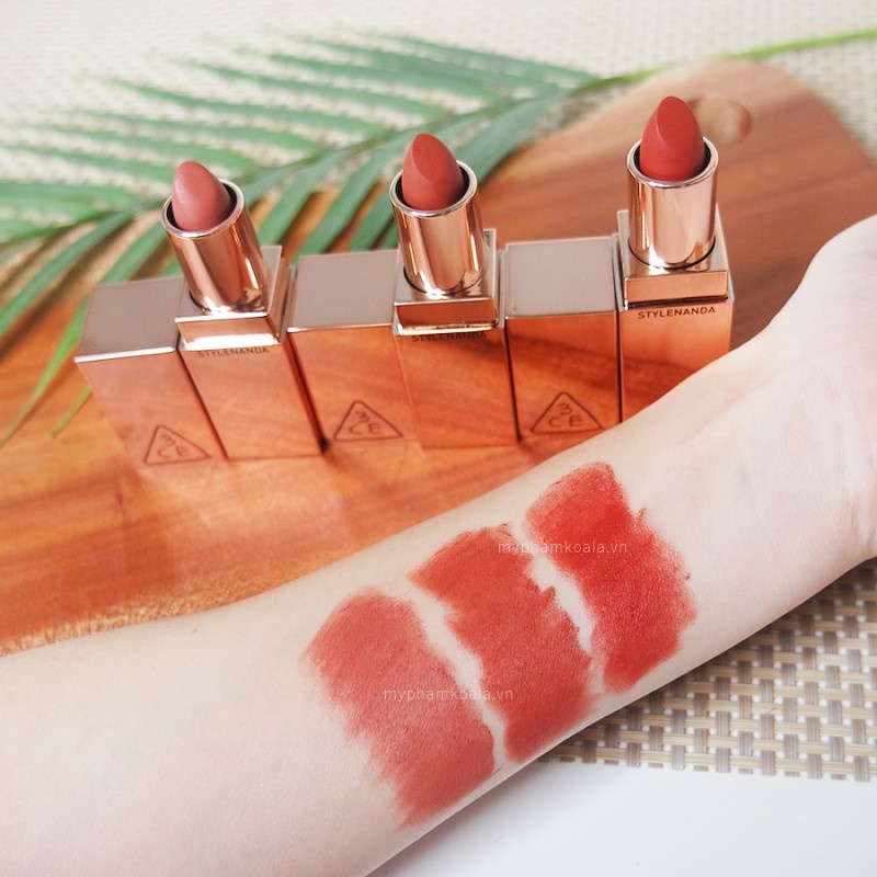 Son 3CE Matte Lip Color Vỏ Vàng 227 / 228 / 226 Chính Hãng Hàn Quốc