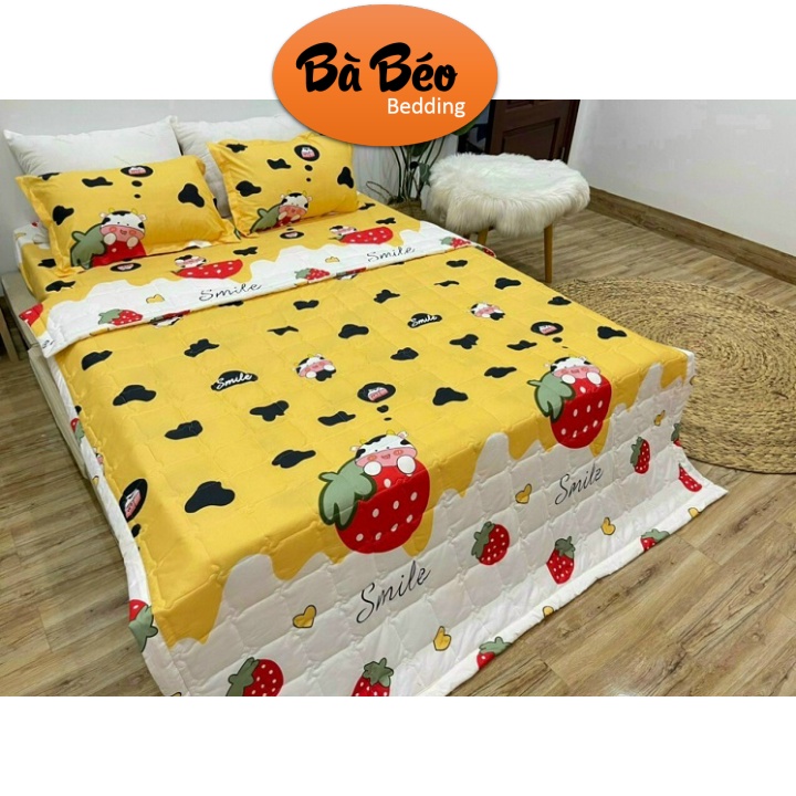 Trọn Bộ 5 Món Chăn Ga Gối Cotton Poly Hè Thu, Set Chăn Hè Ga Gối, Bộ Chăn Ga Gối Cotton Hoạ Tiết Sinh Động Đủ Kích Thước