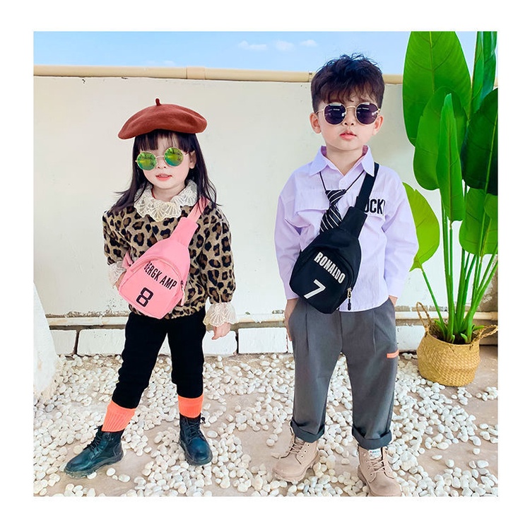 Túi Đeo Chéo Ngực Vải Canvas Mini Dễ Thương Phong Cách Hàn Quốc Cho Bé Trai Gái