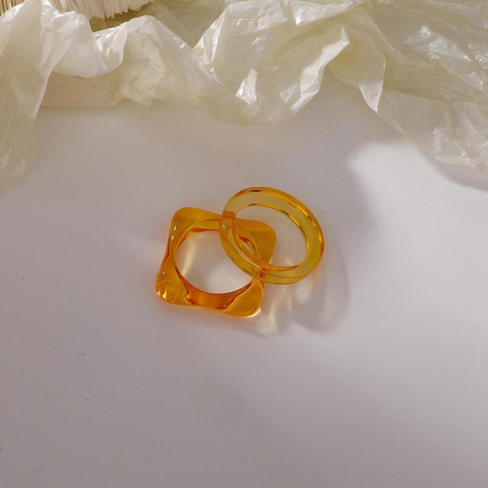 Nhẫn Acrylic Trong Suốt Hình Vuông Màu Kẹo Phong Cách Hàn Quốc Cho Nữ