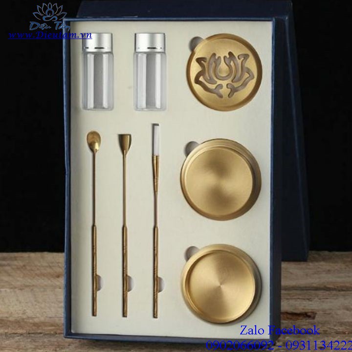 Bộ Dụng Cụ Lư Xông Trầm Đốt Trầm Hương, Trầm Nụ - Chất lượng đồng bền đẹp cao cấp, cầm chắc tay.