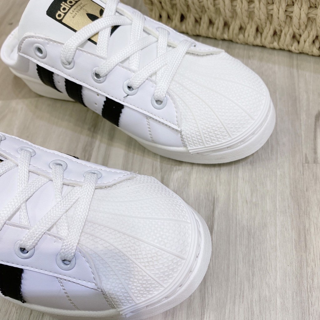 Giày sục Adidas Superstar, snearkers( đẹp)- Dép sục nữ - mũi sò, 3 vạch kẻ đen - Giày thể thao nữ Adidas thời trang 2021