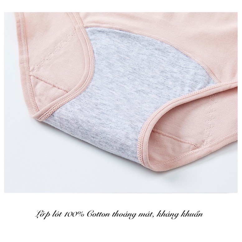 Quần Lót Cotton Chống Tràn Nguyệt San Cạp Cao Form Ôm Full Mông P075