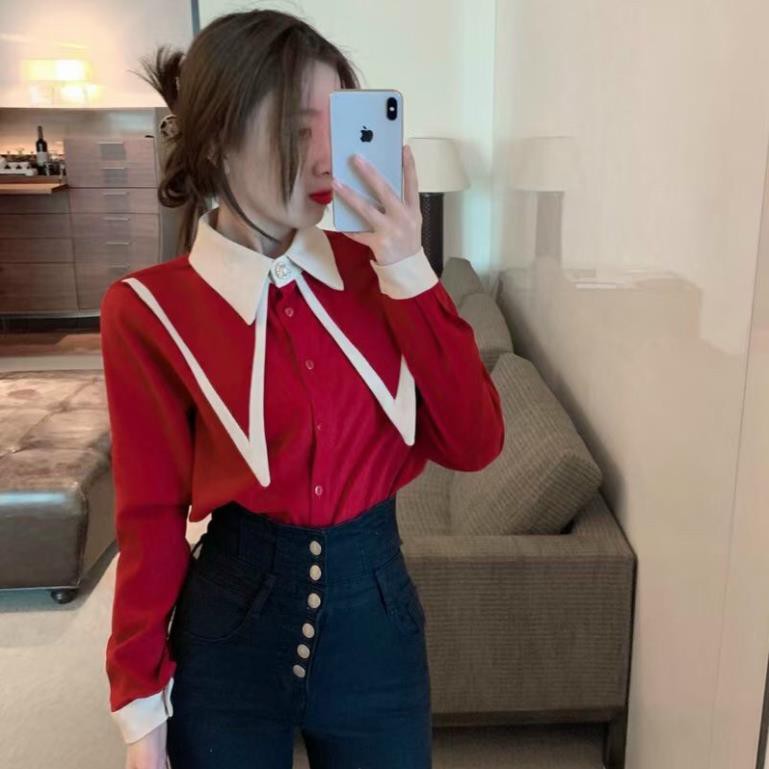 Áo Sơ Mi Lụa Cổ Nhọn Dài Pha Viền Quảnh Châu Hàng Loại 1 M026 -TTQC168