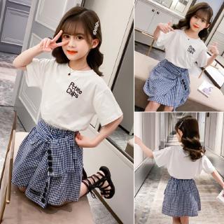 Bộ Áo + Quần Phối Tay Áo Sơ Mi Sành Điệu Dễ Thương Cho Bé Gái
