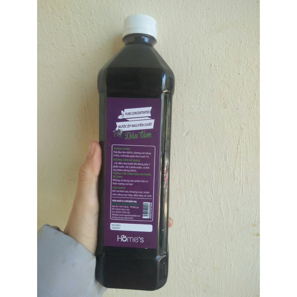 Bộ 2 chai nước cốt dâu tằm tươi Đà Lạt  1000ml lên men tự nhiên an toàn vệ sinh làm đẹp da