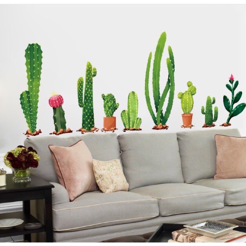 Decal giấy dán tường - Xương rồng nhánh dài