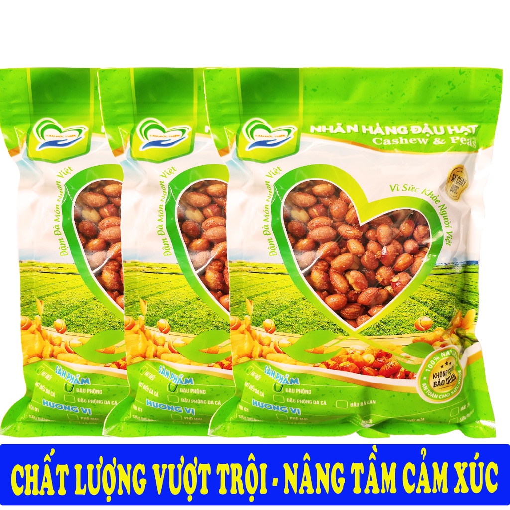 Combo đậu phộng rang tỏi ớt Tâm Đức Thiện (3 x Túi 500GR)