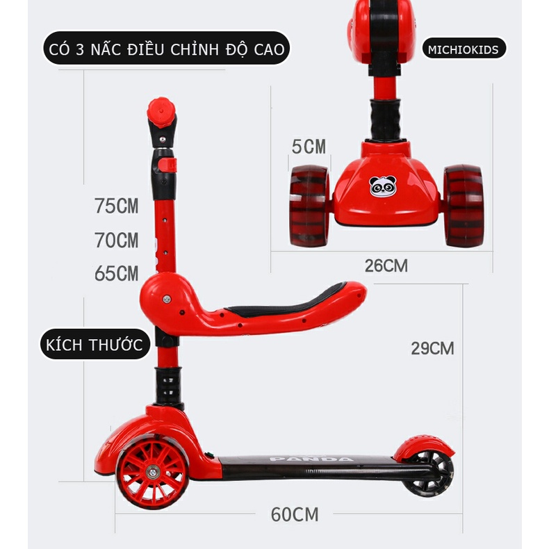 Xe trượt scooter 3 in 1 3 bánh phát sáng có đèn có nhạc cho bé