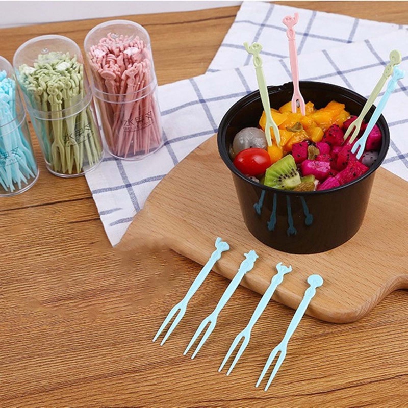 Set 50 Nĩa Ăn Trái Cây / Tráng Miệng Mini 3 Màu Dễ Thương