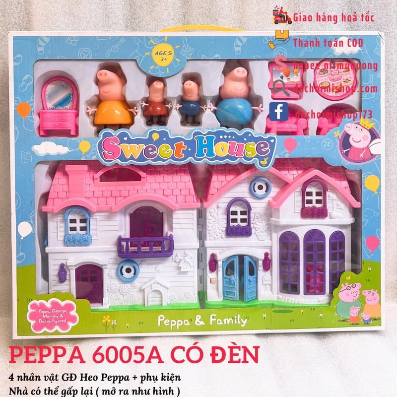 Heo Peppa Ngôi nhà, Nhà bếp, lớp học, xe kem, lâu đài, micro ... Màu sắc giao ngẫu nhiên