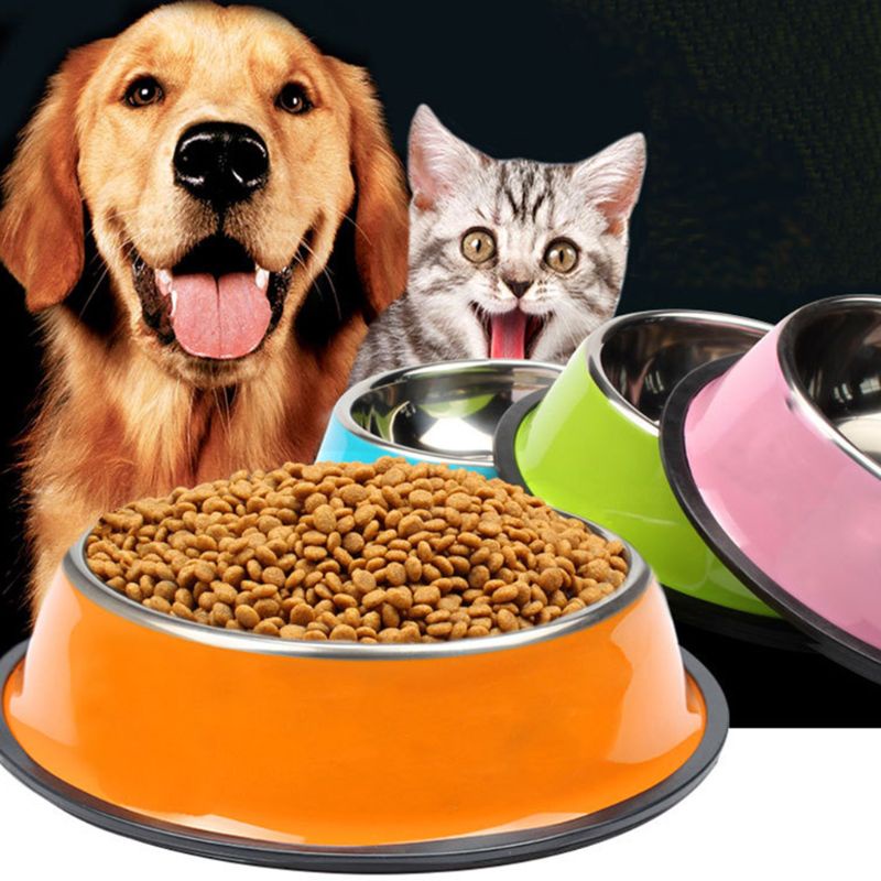 Bát Đựng Thức Ăn / Nước Uống Cho Thú Cưng Bằng Thép Không Gỉ Chống Trượt Nhỏ Gọn
