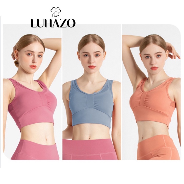 Áo bra tập gym, yoga LUHAZO có kèm đệm mút ôm ngực thoáng mát siêu co dãn giãn MTHDWX TK2T401