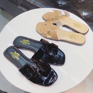 Dép lê Hm vân da bóng