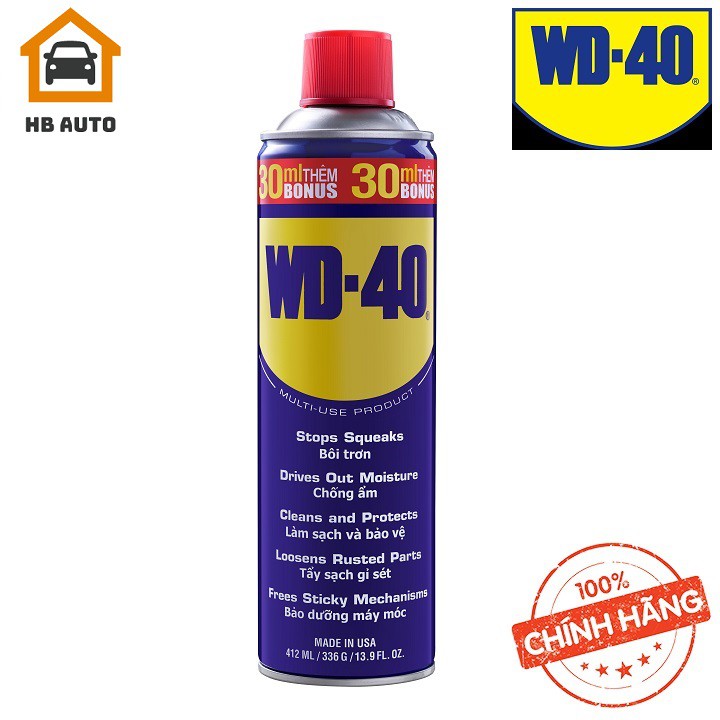 Chai xịt Bôi trơn Làm sạch Thẩm thấu Chống ẩm WD-40 Multi-Use Product 412ml
