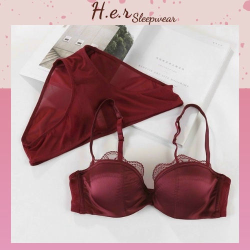 Bộ Đồ Lót Nữ Satin Đệm Mỏng Có Gọng Cao Cấp - Bộ Nội Y Quyến Rũ - Her Sleepwear