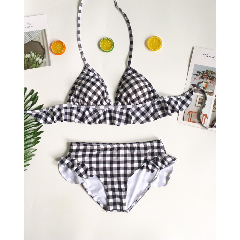 Bikini nhún bèo caro dễ thương ( kèm hình sàn)