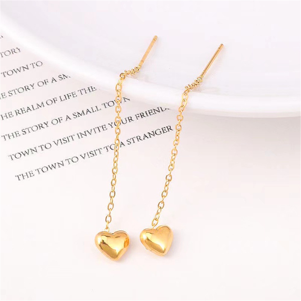 Bông tai dáng dài hình trái tim phối tua rua thời trang thanh lịch cho nữYanqueens Quà tặng trang sức