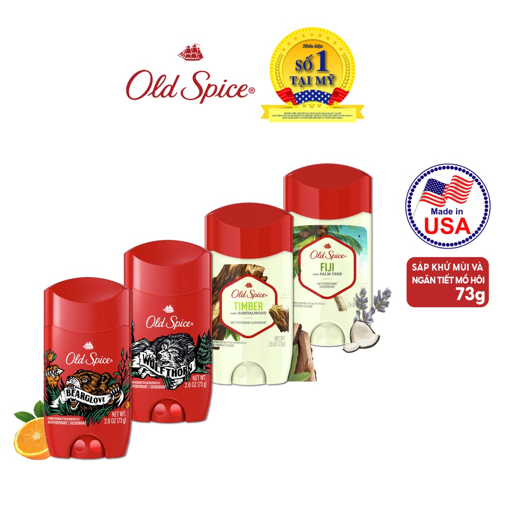 Sáp Khử Mùi &amp; Ngăn tiết Mồ hôi Old Spice nhiều mùi hương 73g