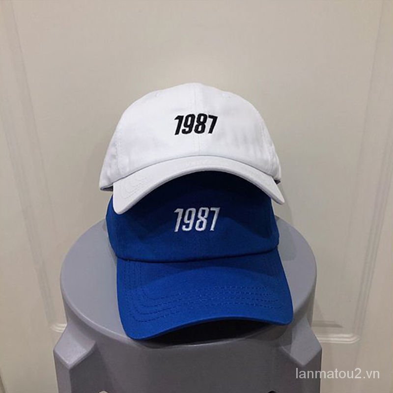 Dongguk Door1987Letter Embroidered Peaked Cap Korean Style Versatile Casual Trendy Men and Women Four Seasons Universal Baseball Cap