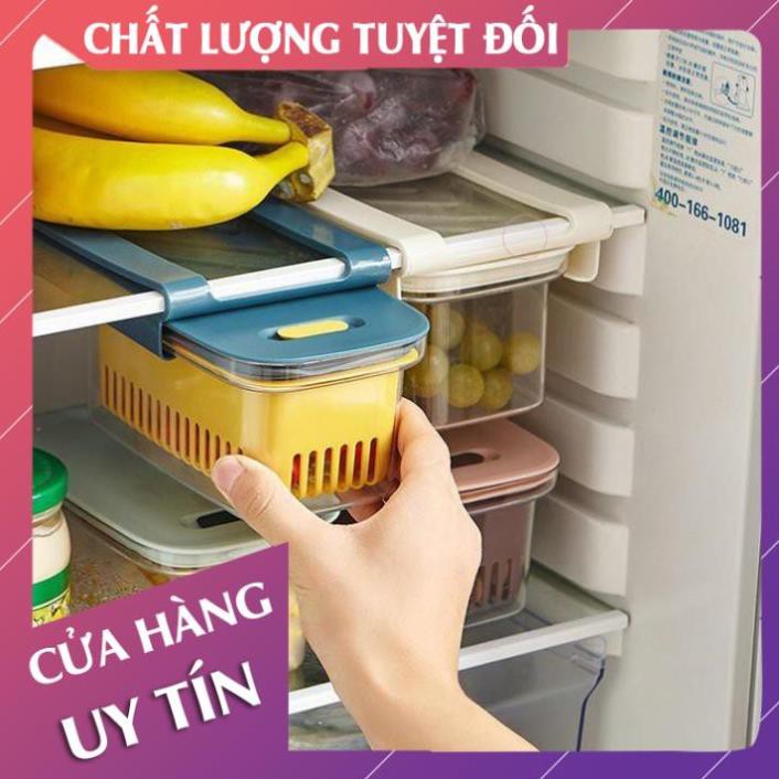 [Freeship - hàng loại 1] Rổ nhựa tủ lạnh 2 lớp có nắp đậy hút chân không, rổ treo ngăn tủ lạnh  - LanChiMart