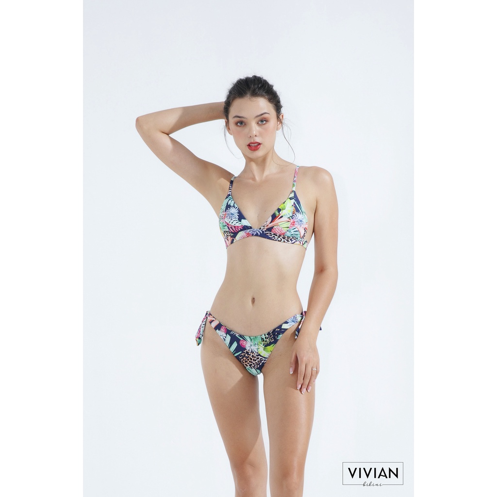 Đồ bơi nữ cao cấp 𝐕𝐈𝐕𝐈𝐀𝐍 dạng hai mảnh áo cổ V quần cột dây - Mix - VS133_XX