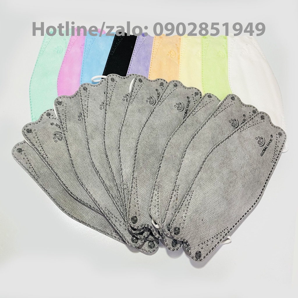 Combo 10 cái khẩu trang màu xám Mask KF94 y tế kháng khuẩn tiêu chuẩn Hàn Quốc - 4 lớp