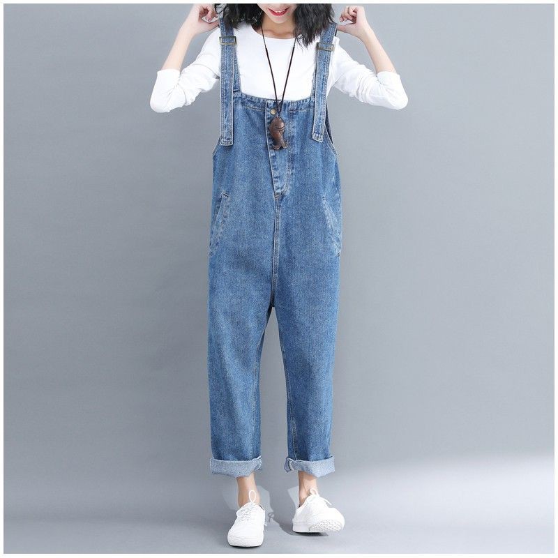 [ORDER] Quần yếm jean nữ bigsize màu xanh trẻ trung (fit 80kg) - Có ảnh thật | BigBuy360 - bigbuy360.vn