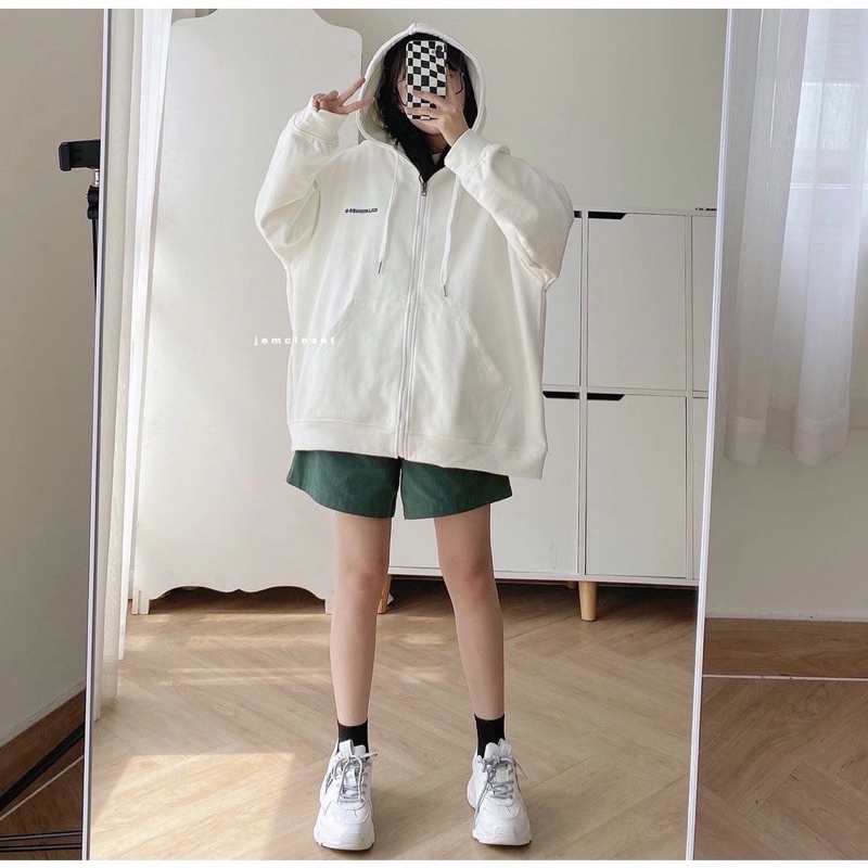 Áo khoác nữ 🌸 Áo nữ tay bồng khóa kéo chống nắng cotton lót bông nhẹ hai màu đen trắng phong cách Ulzzang Mylady