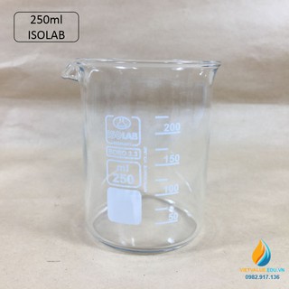 Cốc thủy tinh chịu nhiệt, thấp thành, dung tích 250ml, hãng IsoLab