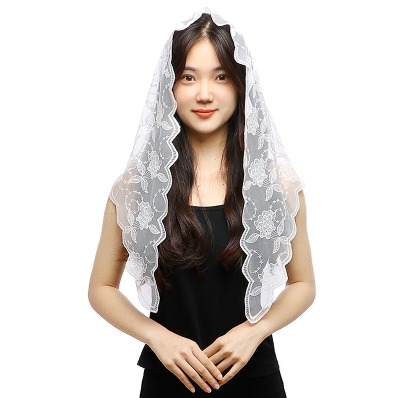 Khăn Trùm Đầu Mùa Hè Bằng Ren Nhẹ Hình Tam Giác In Họa Tiết Hoa Cho Nữ