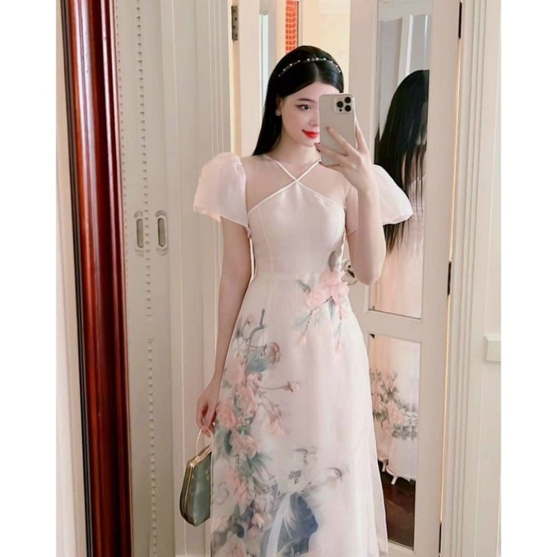 💕 Áo dài tơ ogana đính kết đẹp sang chảnh hàng thiết kế cao cấp. áo dài thiết kế giá rẻ