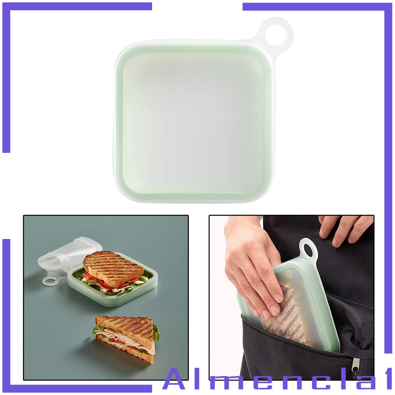 Hộp cơm Bento bằng silicon đựng bánh mì nướng bánh sandwich cho phụ huynh và trẻ em