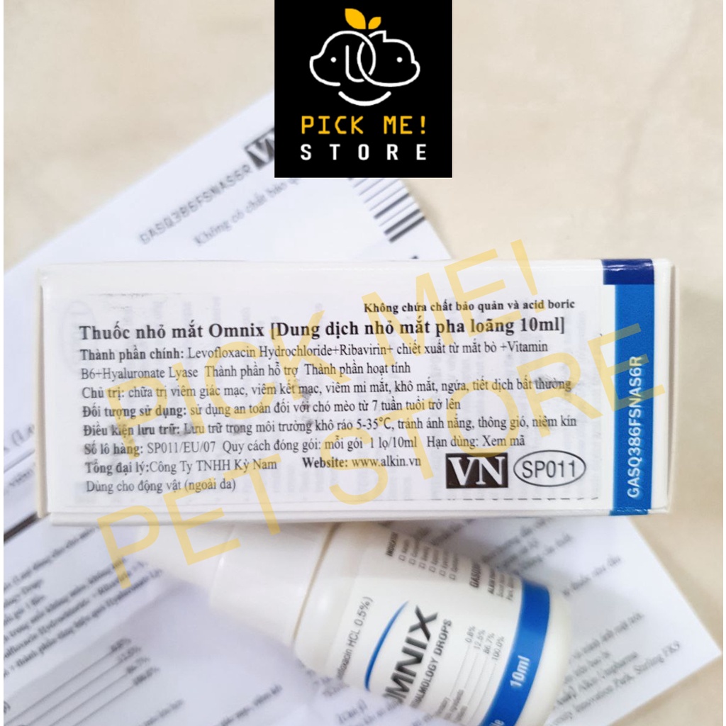 [CHÍNH HÃNG] Omnix 10ml - Nhỏ mắt chống viêm, sưng đỏ, đổ ghèn cho Chó Mèo