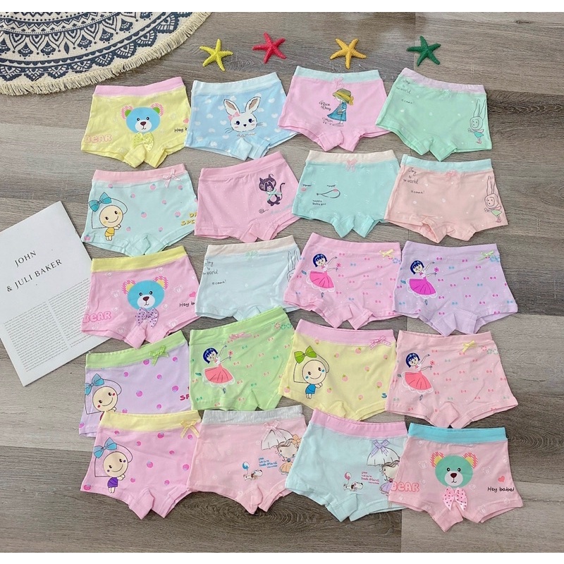 Combo 3 Quần Chip Đùi Bé Gái , Quần Lót Đùi Bé Gái Hoạ Tiết Chất Cotton Mát - Nhà Cam
