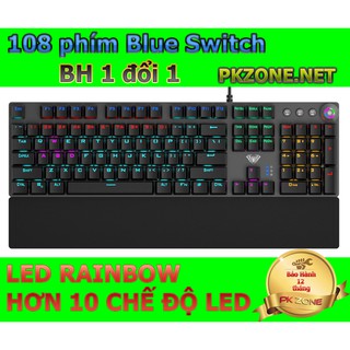 Bàn phím cơ AULA F2058 blue switch led rainbow có kèm kê tay