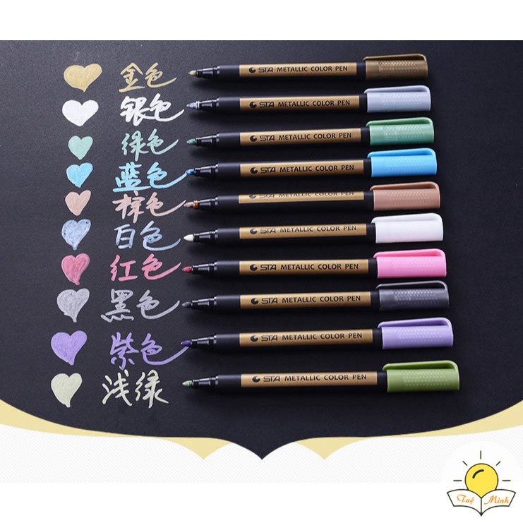 Bút dạ Marker nét 2mm màu nhũ Sta Metallic, bút viết Calligraphy, tiêu đề trên nhiều chất liệu