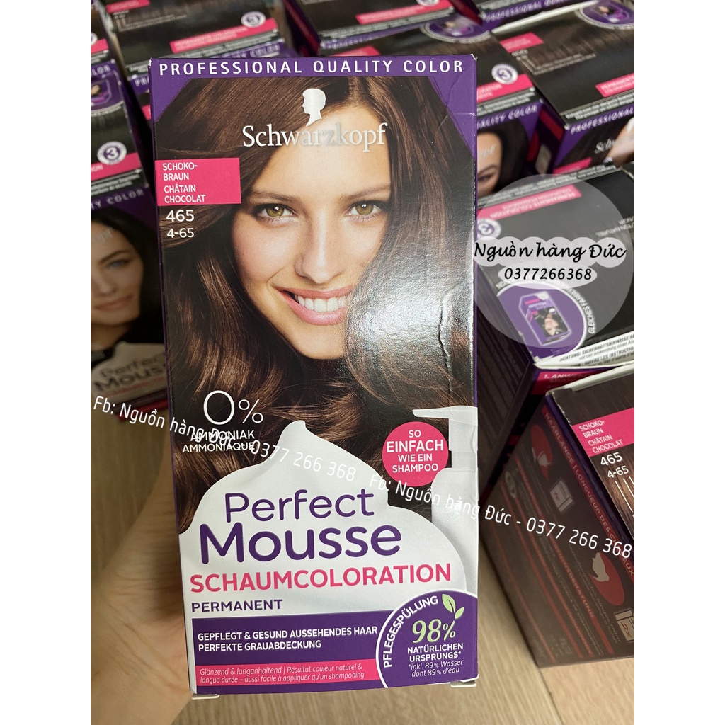 Thuốc nhuộm tóc Perfect mousse [chuẩn Đức] Perfectmousse màu Chocolate 465