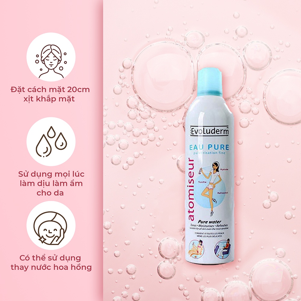 (CHÍNH HÃNG) Xịt Khoáng Cấp Nước, Dưỡng Ẩm Evoluderm Atomiseur Eau Pure 150ml