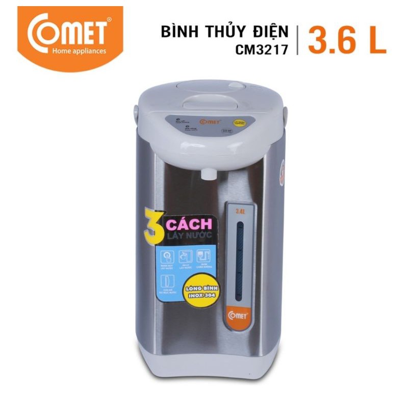 Bình thủy điện thép không gỉ 3.4L Comet Thanh lý