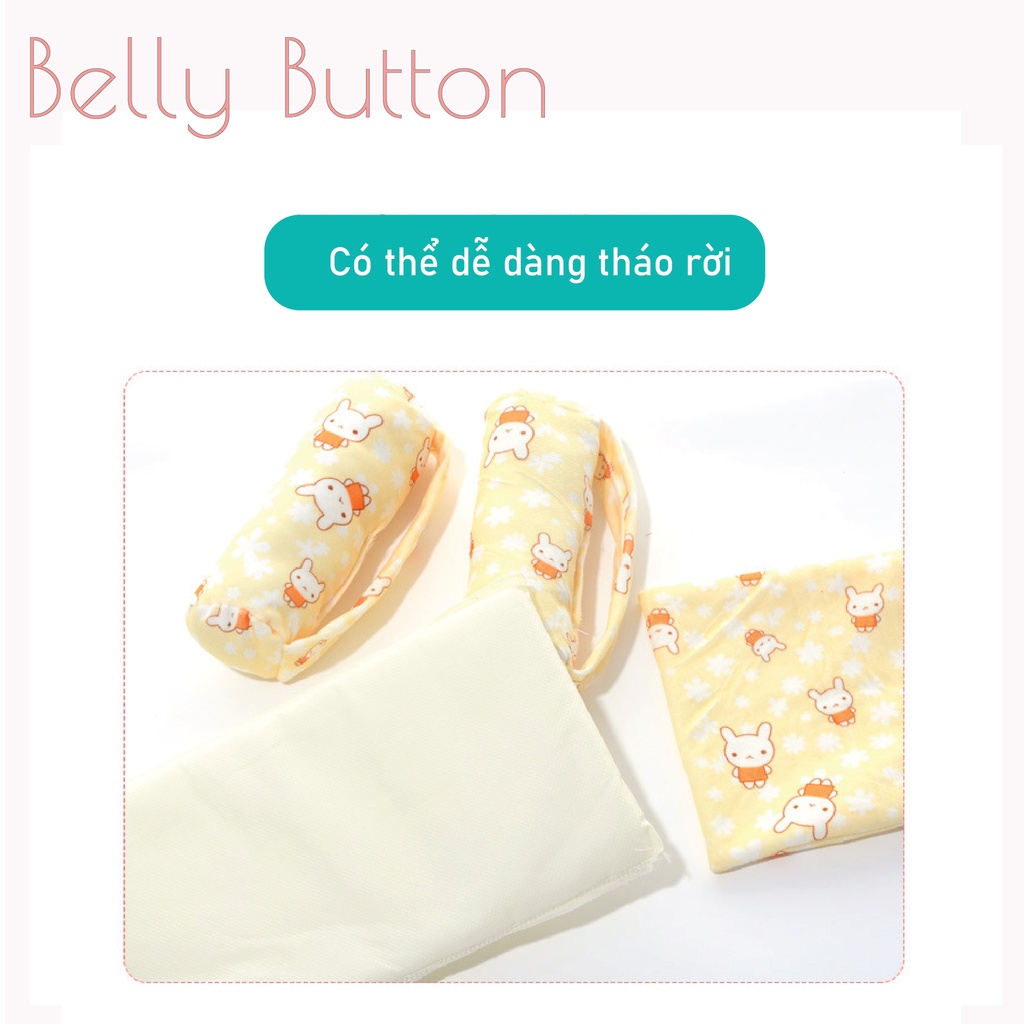Gối Chặn BellyButton Cho Bé Sơ Sinh 1-3 Tháng, Gối Cố Định, Định Hình Đầu, Chất Thô Hoa Thấm Hút Mồ Hôi Màu Sắc Đáng Yêu