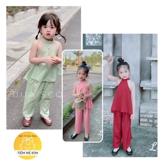 Set áo yếm lụa quần suông cho bé gái 💝 xả kho giá gốc 💝 set bộ cổ yếm lụa siêu đẹp siêu mát,thiết kế hở lưng siêu xinh