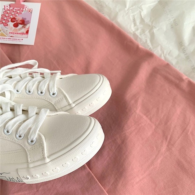 6:30PM Order Mã 104 Giày sneaker ulzzang dáng vans basic custom thêu trái tim đế trái tim nổi vẽ hình gấu hot trend