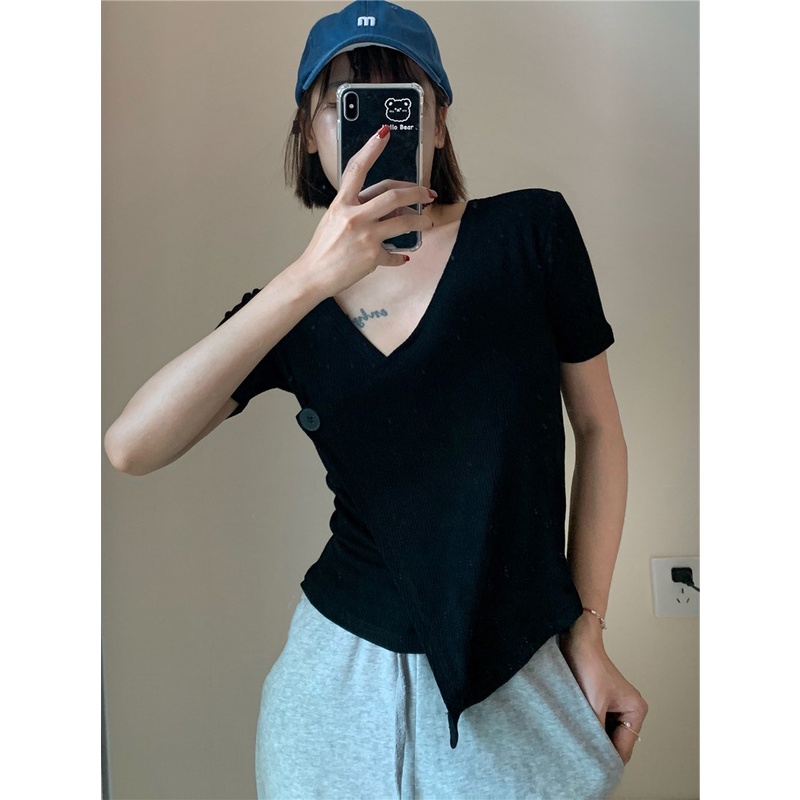 NRVP Áo thun tay ngắn phong cách Hàn Quốc mùa hè 2022 dành cho nữ