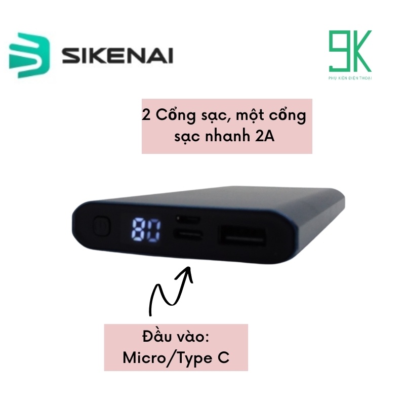 [ BỌC KIM LOẠI ]Sạc dự phòng chính hãng SIKENAI TB-1,10000mAh siêu mỏng siêu gọn nhẹ, bảo hành 12 tháng