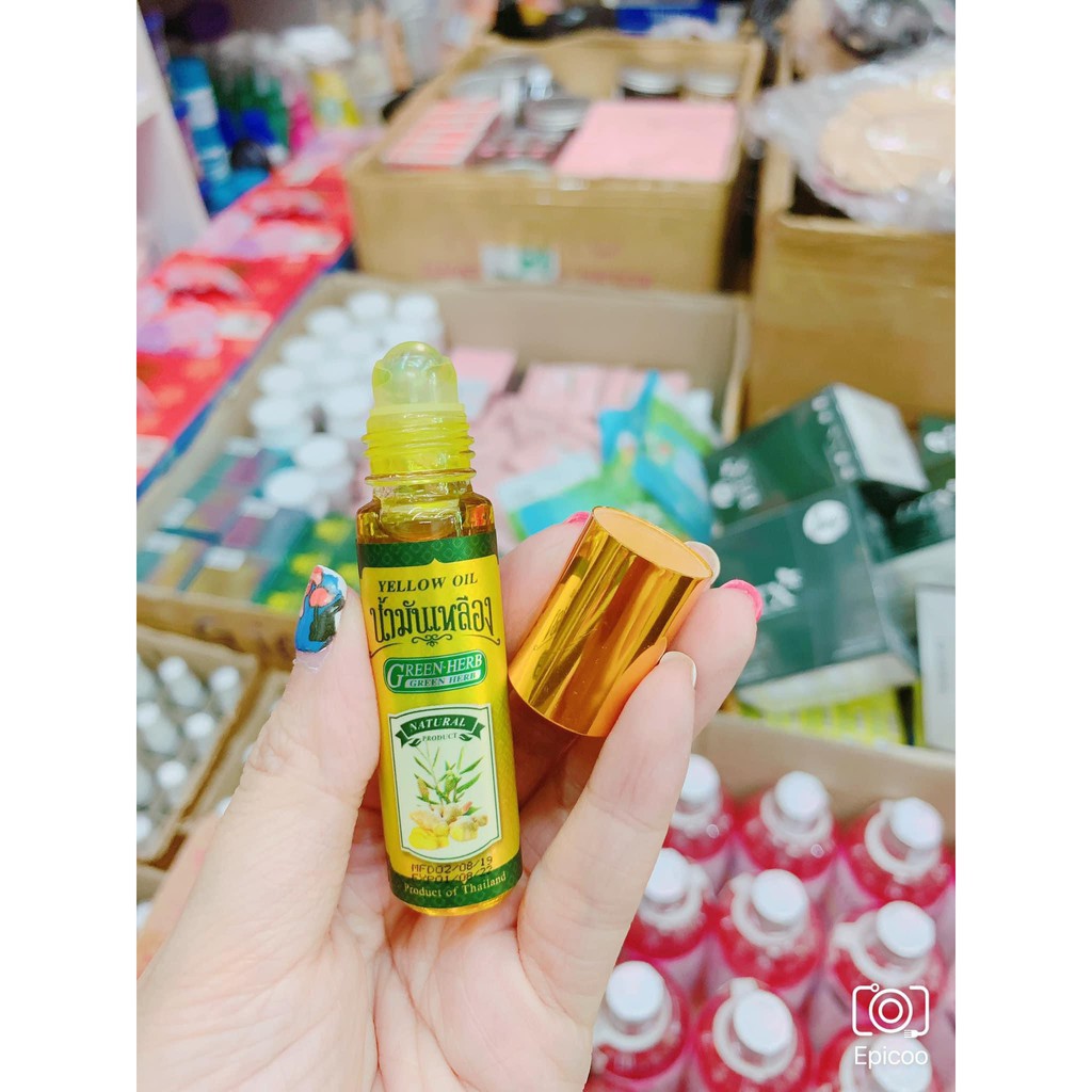 Dầu lăn Thảo Dược Gừng Green Herb Thái Lan 8mL