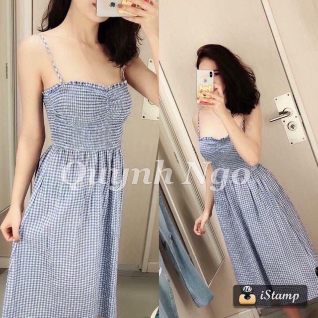 #zara VÁY MIDI KẺ