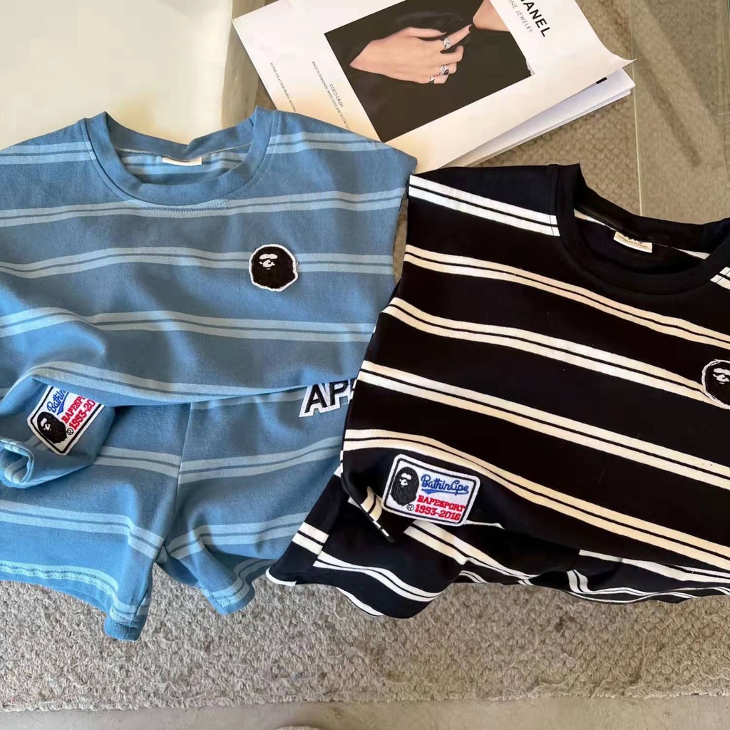 Hàng Mới Về Set Áo Thun Ba Lỗ Và Quần Short Kẻ Sọc Mềm Mại Thời Trang Mùa Hè Cho Bé Trai